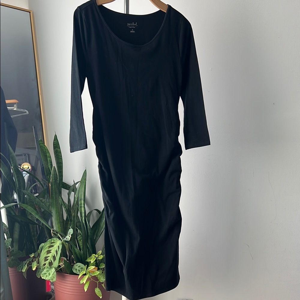 Isabel Maternity Black Ruched Cowl Neck Dress M